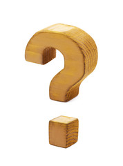 Wooden question mark isolated