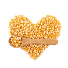 Heart shape made of corn kernels
