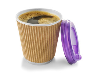 Coffee cardboard cup isolated on white