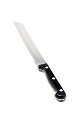Serrated bread knife with black handle