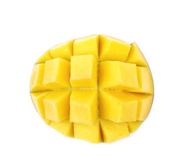 Sliced and cut mango fruit isolated