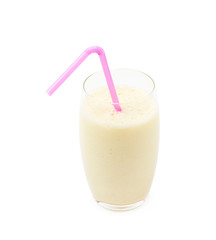 Glass filled with milkshake isolated