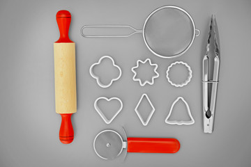 Kitchen utensil on grey background