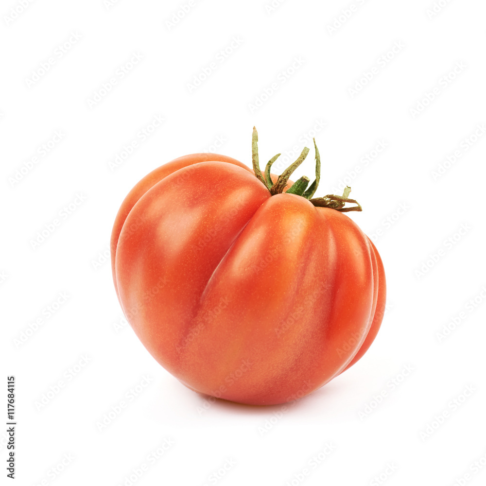 Wall mural Ripe red beef tomato isolated