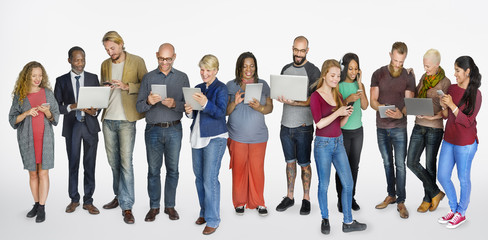 Fototapeta premium Diverse Group of People Community Togetherness Technology Concep