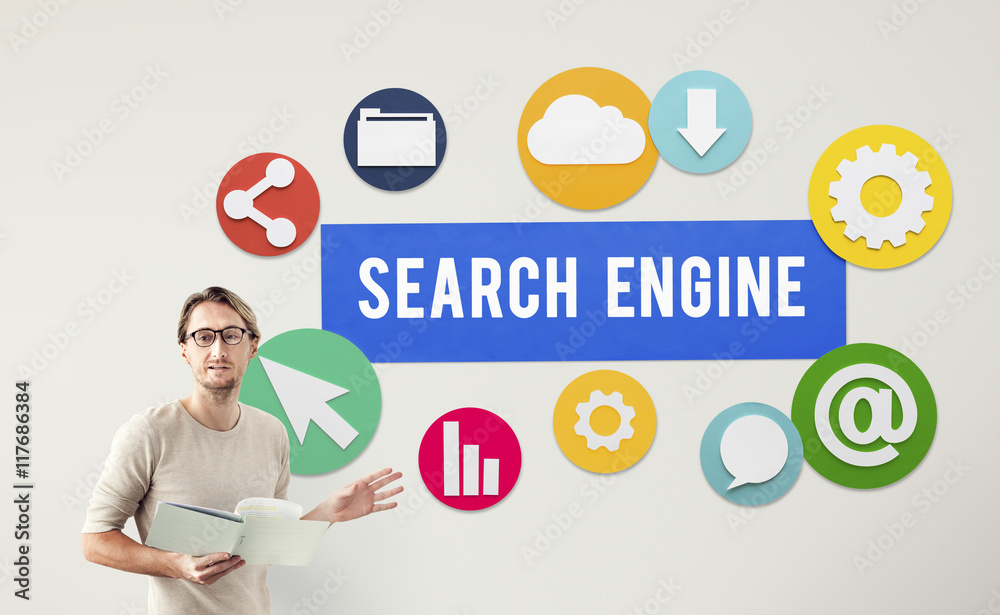 Poster seo search engine optimization searching concept