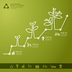 Green economy concept - Leafs and tree infogaphics