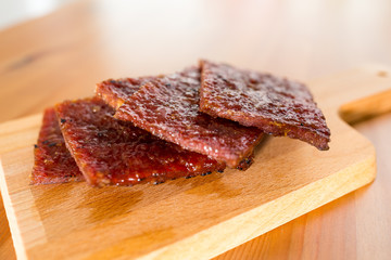 Sliced of dried pork snack food