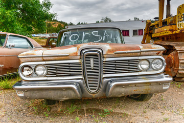 Rusting Car in Junk Yard