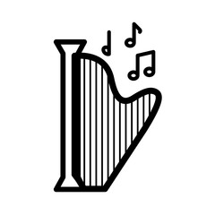 harp music note melody sound icon. Isolated and flat illustration. Vector graphic