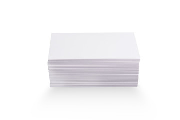 Stack of blank business card isolated on white background with s