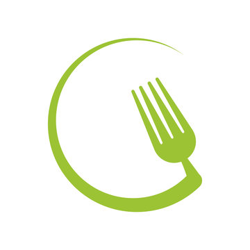 circle fork product healthy food icon. Isolated and flat illustration. Vector graphic