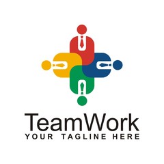 Teamwork logo design icon vector