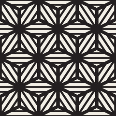 Fototapeta premium Vector Seamless Black And White Cube Lines Grid Pattern