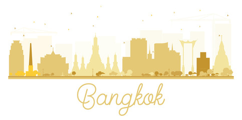 Obraz premium Bangkok City skyline golden silhouette.