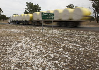 cotton bales headed for a cotton gin in outback Queensland, Australia.