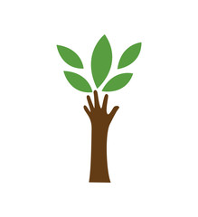 Leaf hand green plant nature season icon. Isolated and flat illustration. Vector graphic