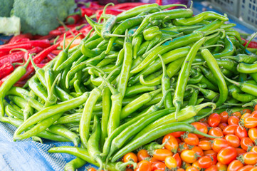 stall of chilli at the market