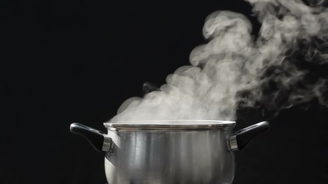 Steam on pot at kitchen , Seamless looping