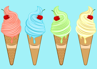 Set of ice cream cones.