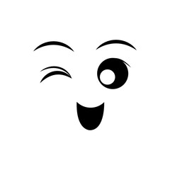 happy face cartoon expression emotion icon. Isolated and flat illustration. Vector graphic