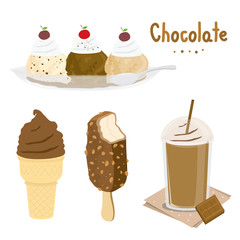 Chocolate ice cream Dessert Cartoon Vector

