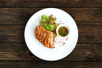 Restaurant food - chicken fillet grilled steak