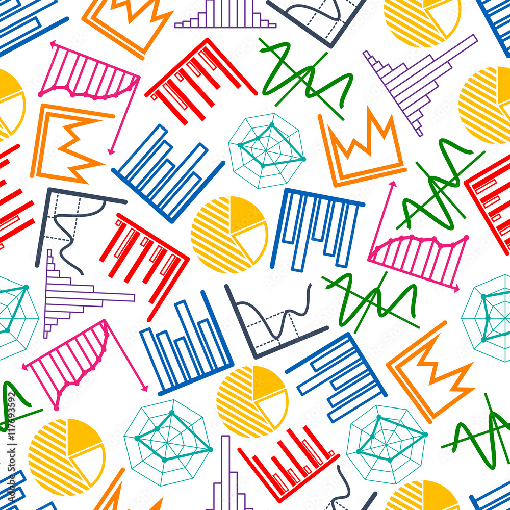 Aufkleber business graphs and charts seamless pattern