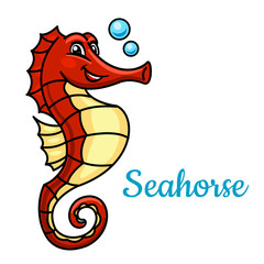 Cartoon tropical marine seahorse fish character © Vector Tradition