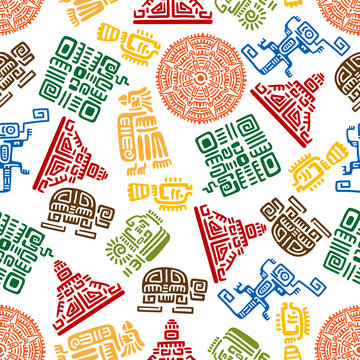Seamless pattern of mayan and aztec ornament