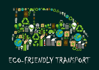Obraz premium Eco car symbol made up of ecological icons