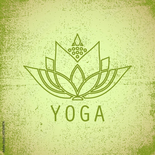 "lotus flower design for a yoga studio on retro background" Stock image