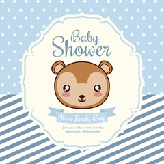 Baby Shower invitation design represented by kawaii squirrel cartoon. Pastel color illustration.