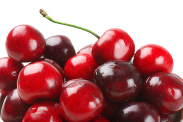 Cherries close-up on white