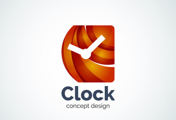 Clock logo template, time management business concept