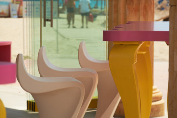 tables at an outdoor cafe