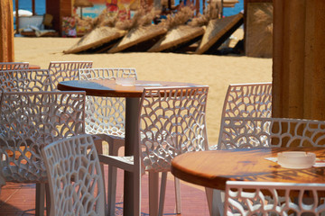 tables at an outdoor cafe