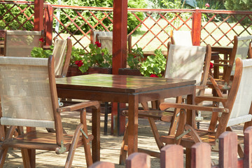 Fototapeta na wymiar tables at an outdoor cafe