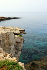 the unusual shape of the rocks / rocky coastline with cliffs cyprus