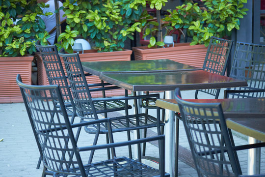 tables at an outdoor cafe