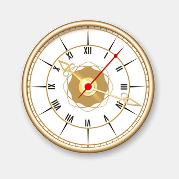Retro wall clock. Round vector wall clock in vintage style