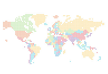 Fototapeta na wymiar Dotted World map of square dots