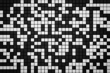 Fototapeta premium pixel black and white grid background 3d render with copy space