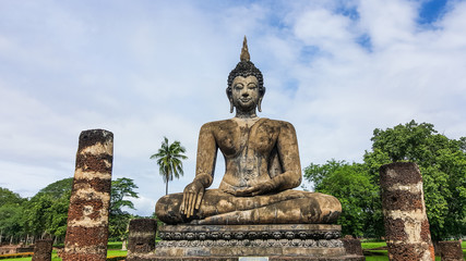 Old Big Buddha statue in the public temple, Thailand