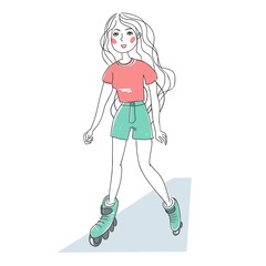 Retro girl vector illustration