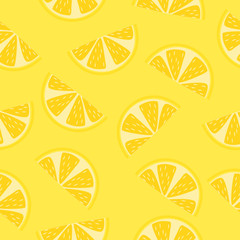 Seamless pattern of yellow lemon slices