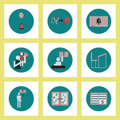 Collection of back to school items in flat style first bell