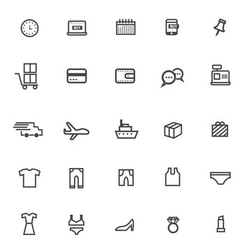 vector shopping online web Thin lines  icons on white background