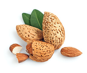 Almonds with leaves