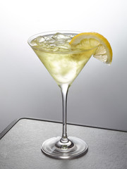 glass of iced lemon cocktail